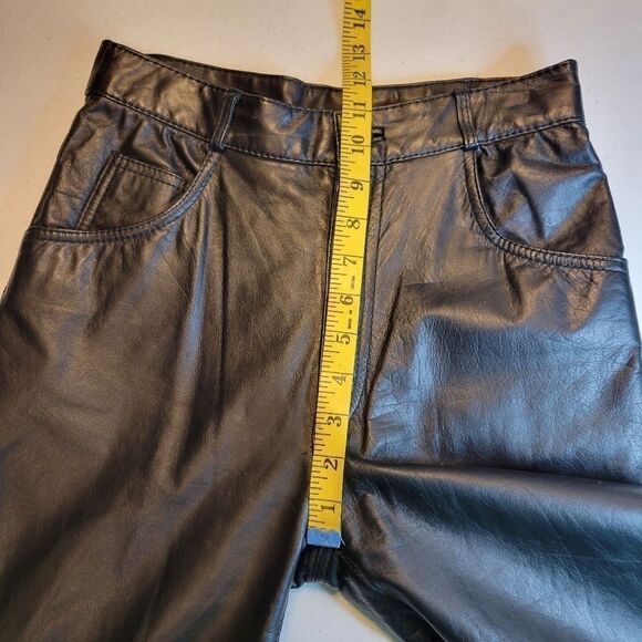 Byrnes and Baker Vintage High Waisted Leather Pants Straight Leg - Picture 11 of 13